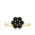 Rosec Jewels-Genuine Black Onyx Flower Engagement Ring With Certificate