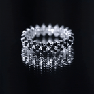 Round Cut Black Onyx Cluster Wedding Band for Women AAA - Rosec Jewels