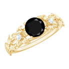 Nature Inspired Black Onyx and Diamond Engagement Ring AAA - Rosec Jewels