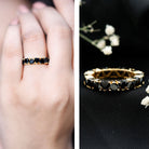 Claw Set Heart Shape Black Spinel Eternity Band Ring AAA - Rosec Jewels