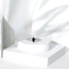 Certified 0.8 Carat Lab Grown Black Diamond Marquise Promise Ring with Celtic Knot AAAA ( Synthetic ) - Rosec Jewels
