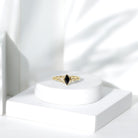 Certified 0.8 Carat Lab Grown Black Diamond Marquise Promise Ring with Celtic Knot AAAA ( Synthetic ) - Rosec Jewels