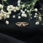 Certified 0.8 Carat Lab Grown Black Diamond Marquise Promise Ring with Celtic Knot AAAA ( Synthetic ) - Rosec Jewels