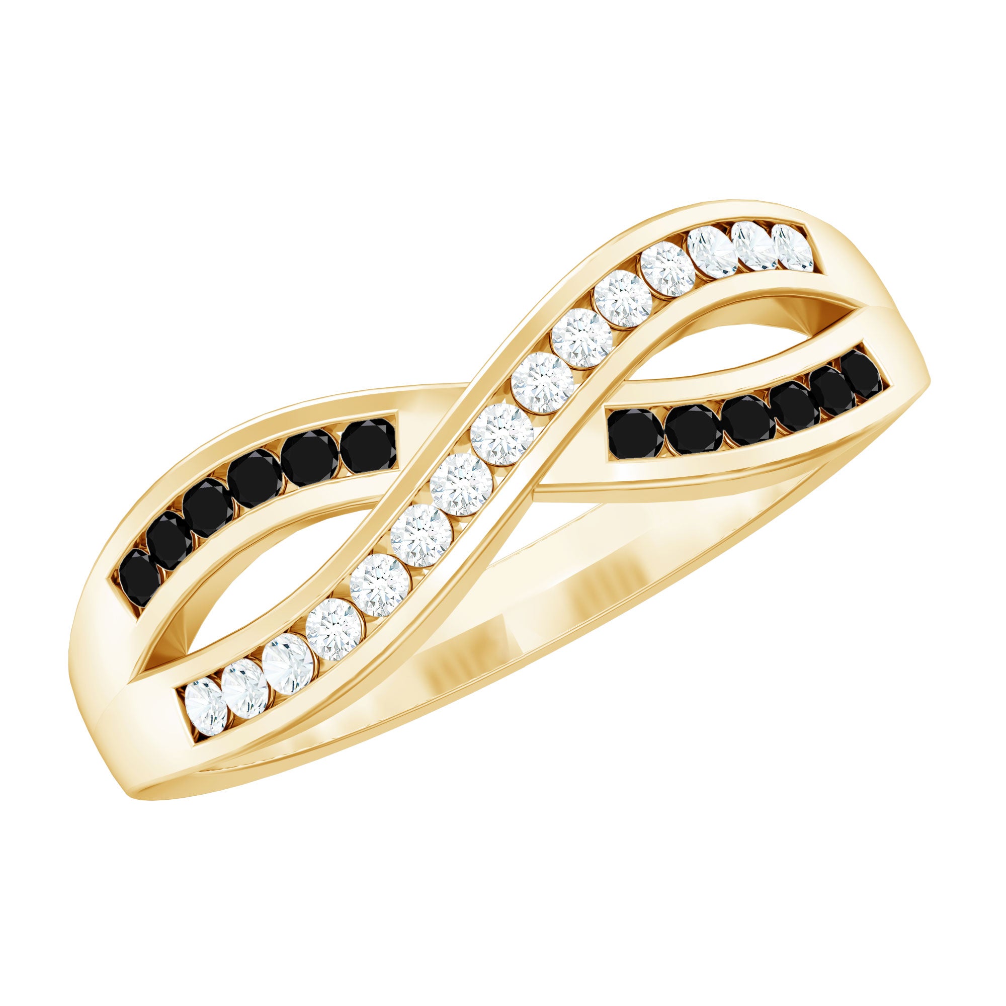 Certified Lab Grown Black and White Diamond Infinity Promise Band AAAA ( Synthetic ) - Rosec Jewels