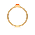 Rosec Jewels-Princess Cut Fire Opal Solitaire Promise Ring with Diamonds