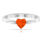 1/2 Carat Fire Opal Heart Engagement Ring with Diamond AAA - Rosec Jewels