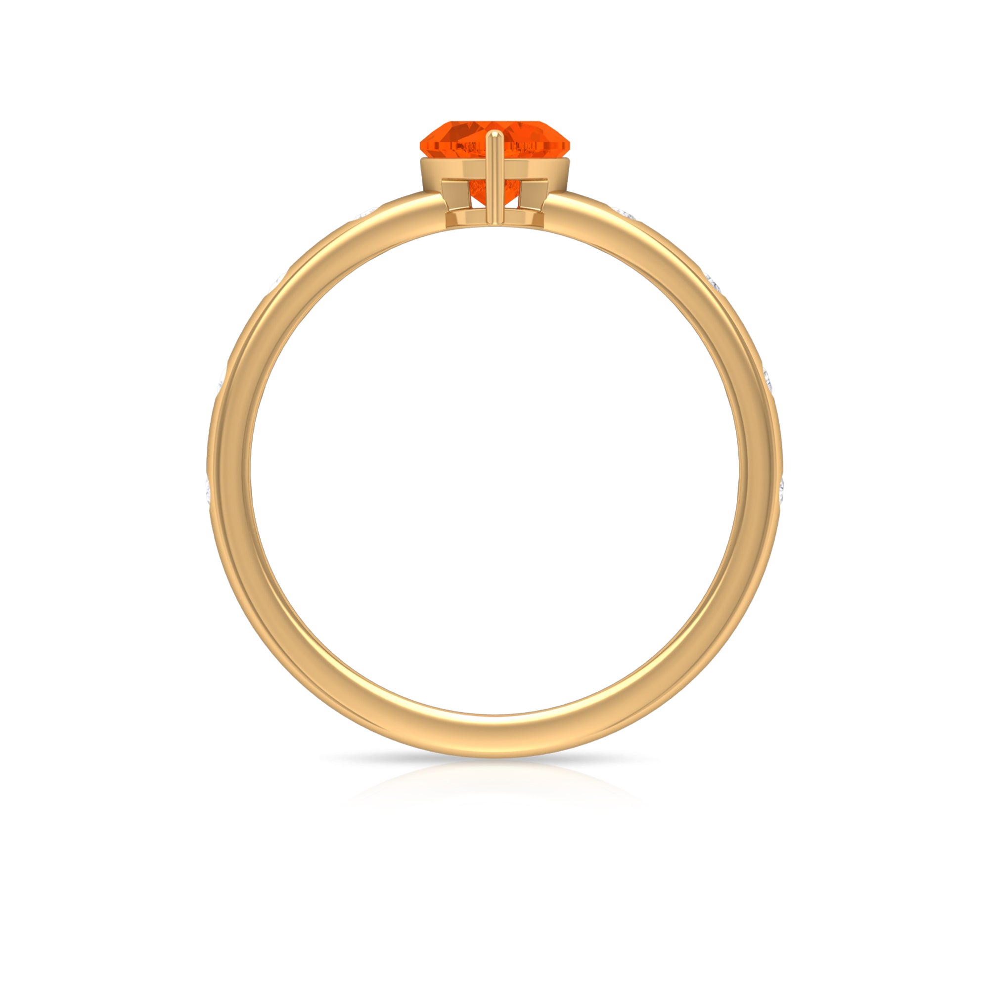 1/2 Carat Fire Opal Heart Engagement Ring with Diamond AAA - Rosec Jewels