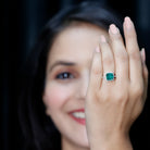 AAAA Quality Lab Created Emerald Asscher Cut Engagement Ring with Diamond AAAA - Rosec Jewels