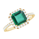 AAAA Quality Lab Created Emerald Asscher Cut Engagement Ring with Diamond AAAA - Rosec Jewels