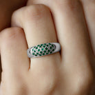 Natural Emerald Thick Band Ring with Certificate AAA - Rosec Jewels