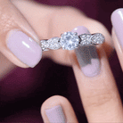 Classic Round Zirconia Engagement Ring with Side Stones AAAA - Rosec Jewels
