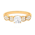 Classic Round Zirconia Engagement Ring with Side Stones AAAA - Rosec Jewels