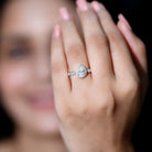 Cubic Zirconia Pear Halo Engagement Ring with Side Stones AAAA - Rosec Jewels