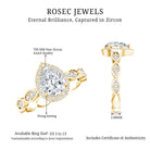 Cubic Zirconia Pear Halo Engagement Ring with Side Stones AAAA - Rosec Jewels