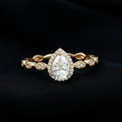 Cubic Zirconia Pear Halo Engagement Ring with Side Stones AAAA - Rosec Jewels