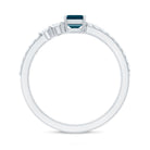 4X6mm Emerald Cut London Blue Topaz Wedding Ring Set with Diamond AAA - Rosec Jewels