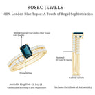 4X6mm Emerald Cut London Blue Topaz Wedding Ring Set with Diamond AAA - Rosec Jewels