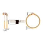 Real Garnet Diamond Emerald Cut Engagement Ring with Enhancer AAA - Rosec Jewels