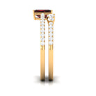 Real Garnet Diamond Emerald Cut Engagement Ring with Enhancer AAA - Rosec Jewels