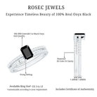 Emerald Cut Black Onyx and Diamond Bridal Ring Set AAA - Rosec Jewels