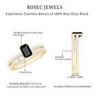 Emerald Cut Black Onyx and Diamond Bridal Ring Set AAA - Rosec Jewels