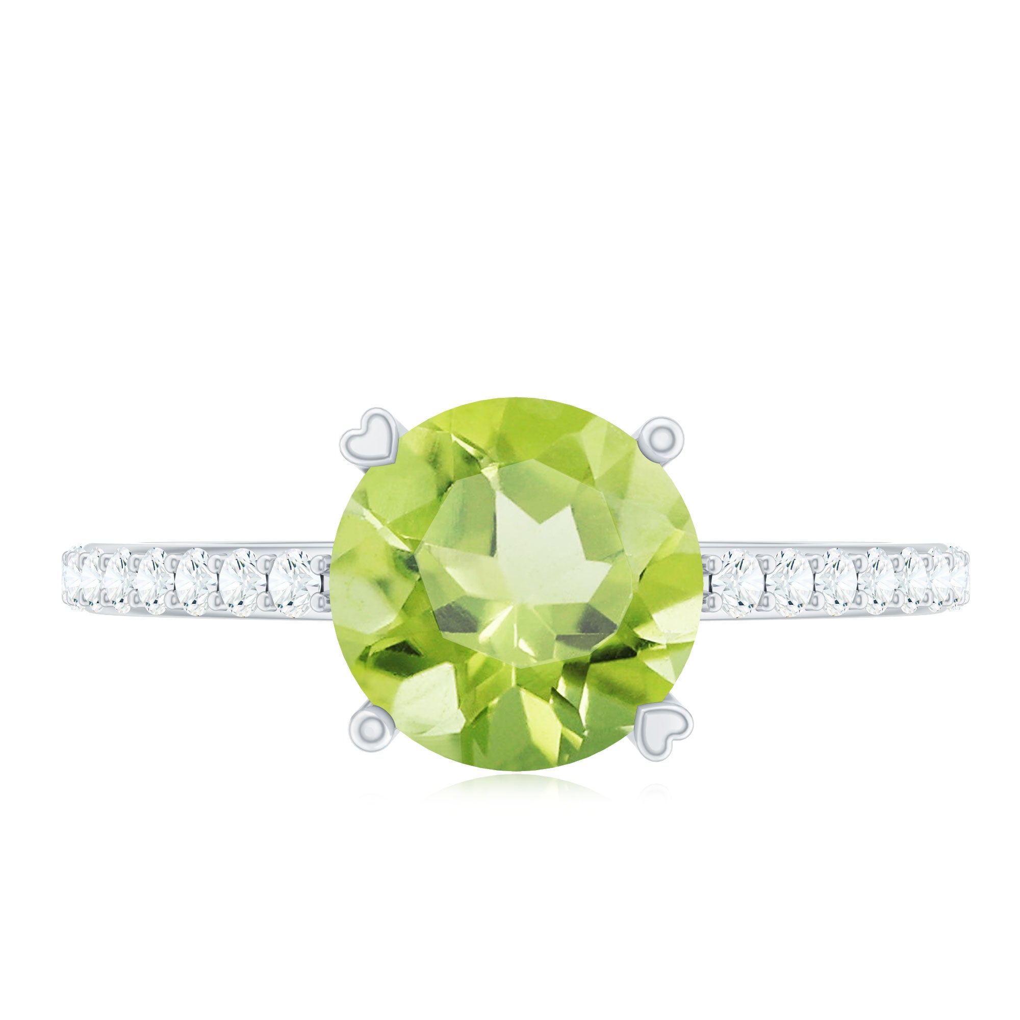 Natural 2 Carat Peridot Engagement Ring with Diamond AAA - Rosec Jewels