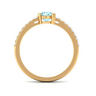 Designer Set Aquamarine Solitaire Engagement Ring with Diamond AAA - Rosec Jewels