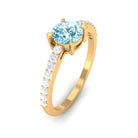 Designer Set Aquamarine Solitaire Engagement Ring with Diamond AAA - Rosec Jewels