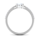 Natural Moonstone Solitaire Promise Ring with Diamond AAA - Rosec Jewels