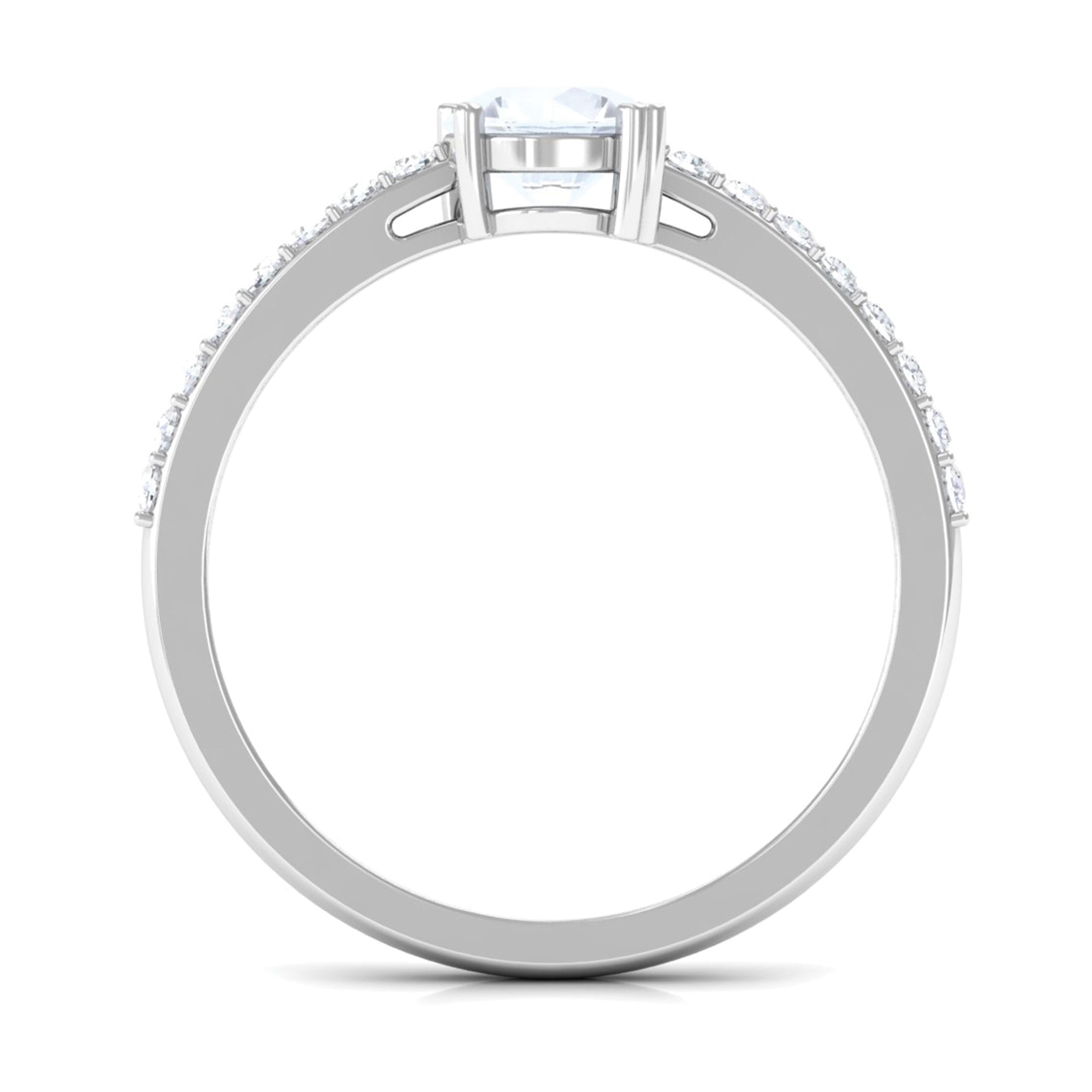 Natural Moonstone Solitaire Promise Ring with Diamond AAA - Rosec Jewels