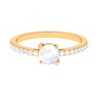 Natural Moonstone Solitaire Promise Ring with Diamond AAA - Rosec Jewels
