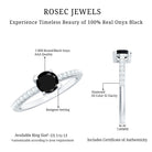 Rosec Jewels-Round Black Onyx Promise Ring with Diamond Side Stones