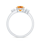 Real Citrine Diamond Double Band Engagement Ring AAA - Rosec Jewels