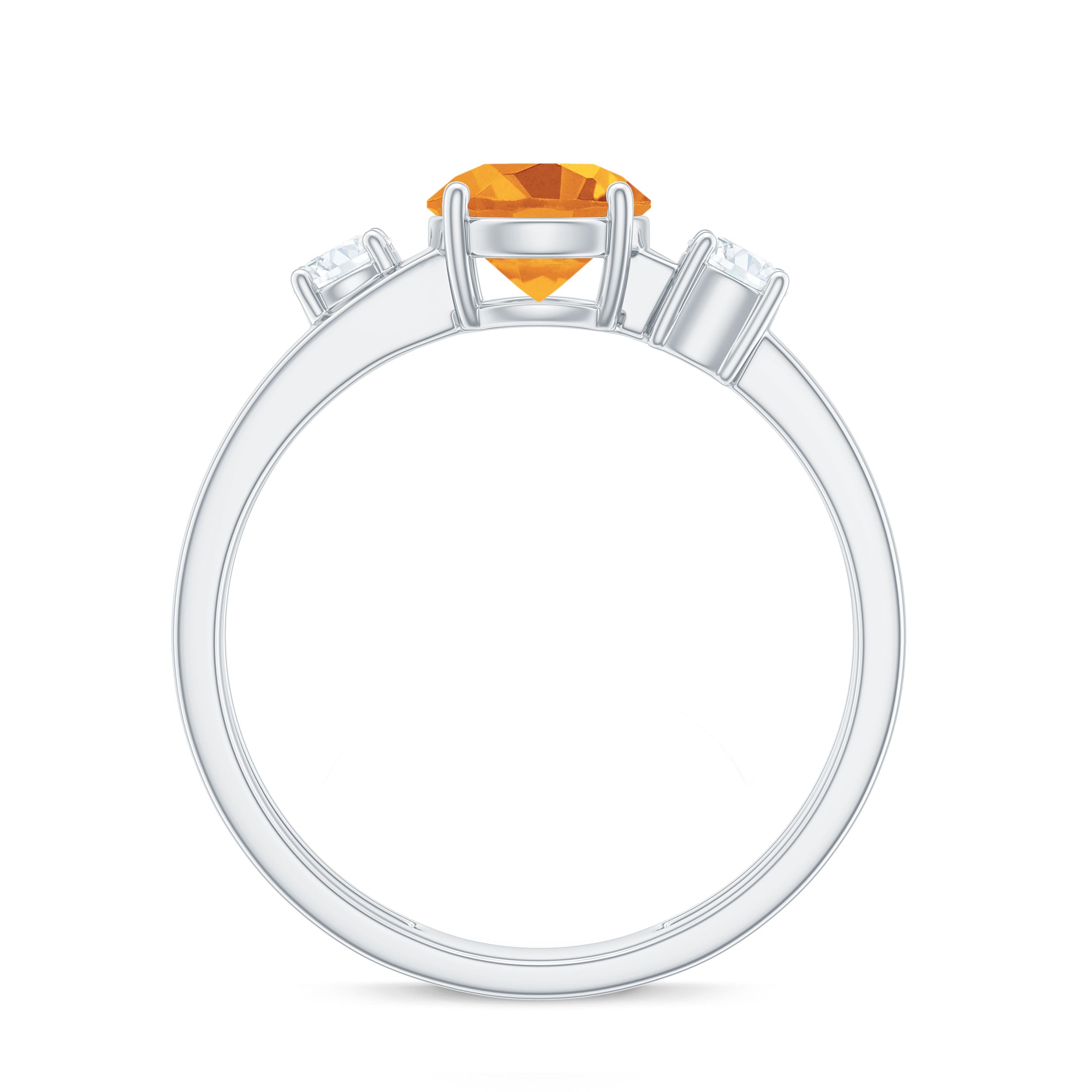 Real Citrine Diamond Double Band Engagement Ring AAA - Rosec Jewels