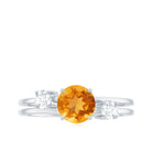 Real Citrine Diamond Double Band Engagement Ring AAA - Rosec Jewels