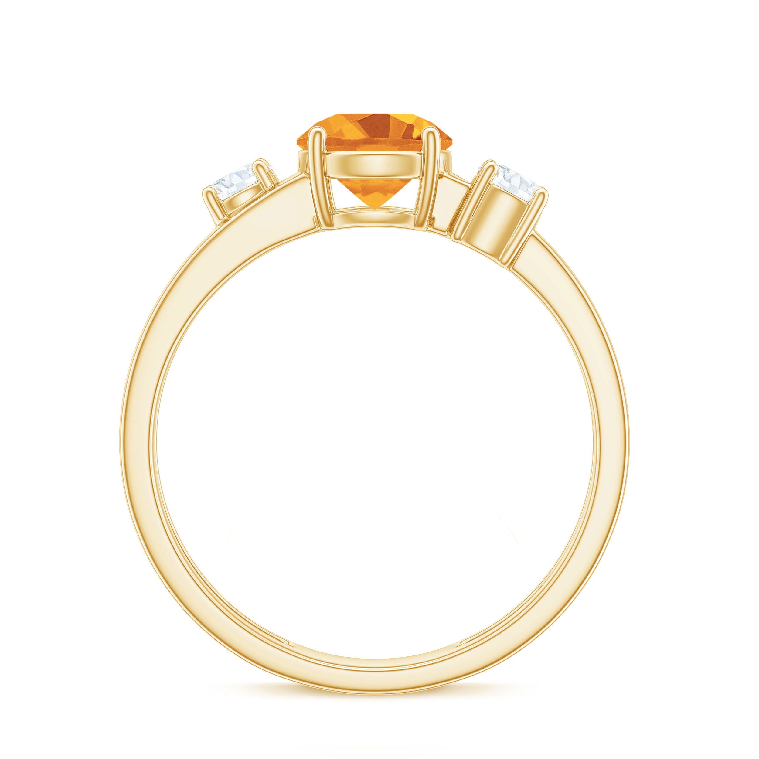 Real Citrine Diamond Double Band Engagement Ring AAA - Rosec Jewels
