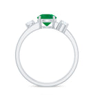 Natural Emerald Diamond Three Stone Engagement Ring AAA - Rosec Jewels