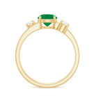 Natural Emerald Diamond Three Stone Engagement Ring AAA - Rosec Jewels