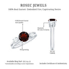 Genuine 8mm Garnet Diamond Double Band Engagement Ring AAA - Rosec Jewels