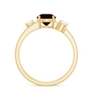 Genuine 8mm Garnet Diamond Double Band Engagement Ring AAA - Rosec Jewels