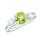 2 Carat Peridot Double Band Engagement Ring with Diamond AAA - Rosec Jewels