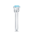 0.8 Carat Aquamarine and Diamond 3 Stone Engagement Ring with Double Band Shank AAA - Rosec Jewels