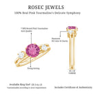 1 CT Genuine Pink Tourmaline Solitaire Double Band Ring with Diamond AAA - Rosec Jewels