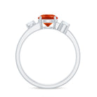 Rosec Jewels-Double Band Engagement Ring with Fire Opal and Diamond