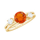 Rosec Jewels-Double Band Engagement Ring with Fire Opal and Diamond