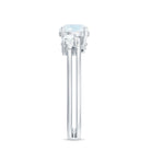 1/2 CT Moonstone Solitaire Double Band Ring with Diamond AAA - Rosec Jewels
