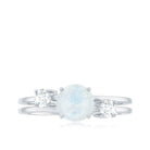 1/2 CT Moonstone Solitaire Double Band Ring with Diamond AAA - Rosec Jewels