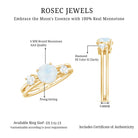1/2 CT Moonstone Solitaire Double Band Ring with Diamond AAA - Rosec Jewels