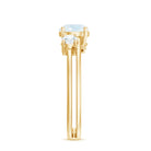 1/2 CT Moonstone Solitaire Double Band Ring with Diamond AAA - Rosec Jewels