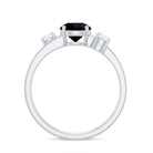 Natural Black Spinel Diamond Double Band Engagement Ring AAA - Rosec Jewels